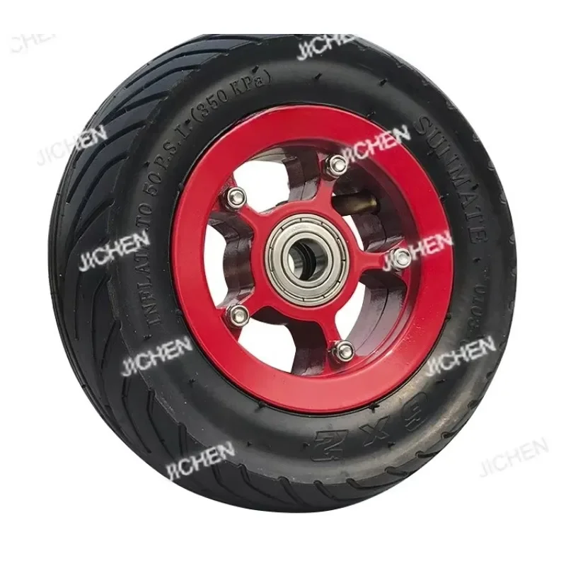 ZQ سكوتر كهربائي صامت مزدوج تحمل عربة سبائك الألومنيوم عجلة قابلة للنفخ بوصة 6 7 بوصة 8 محور عجلات الإطارات