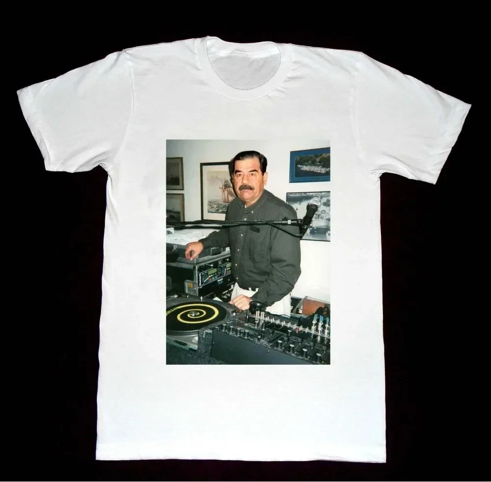 2024 NEW Dj Saddam Hussein T Shirt Technics 1200 Iraq House Edm Hip Hop Brand Clothing Custom Special Print Men's Photo T Shirts