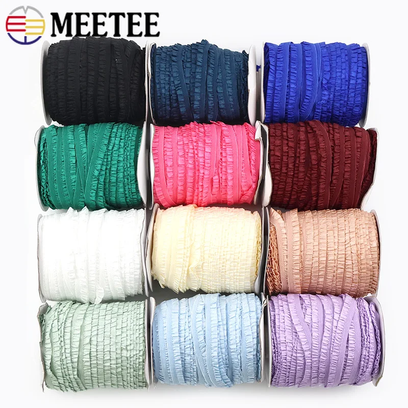 

5-20Meters 10mm Ruffled Elastic Lace Trim for Sewing Dress Decoration Stretch Tape Garment Rubber Ribbon DIY Clothes Accessories