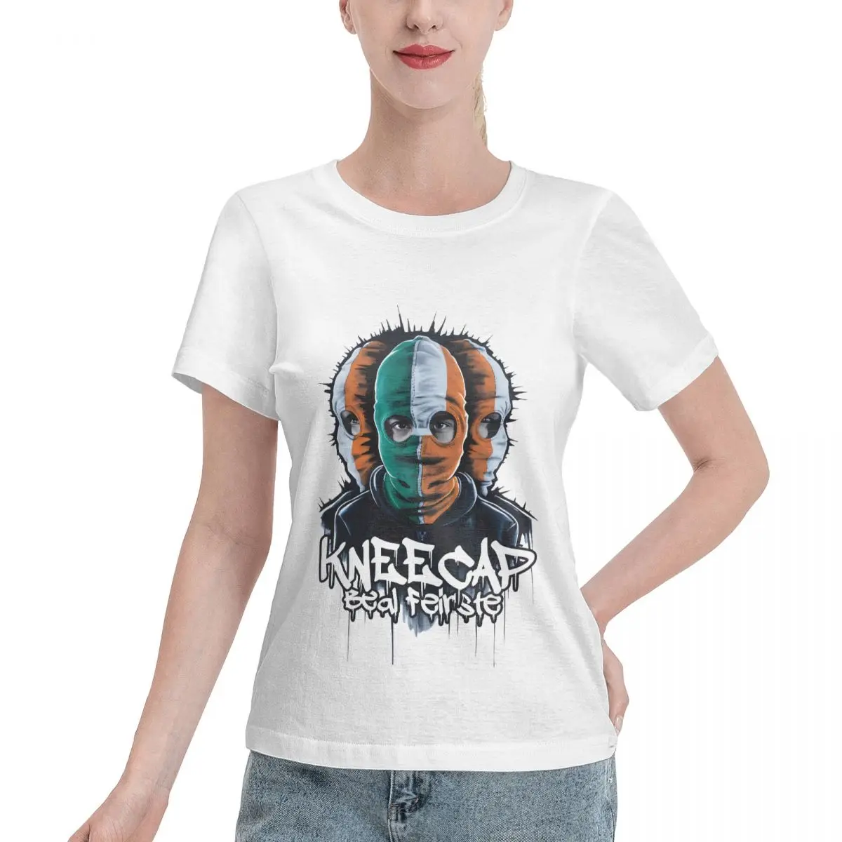 Discount KneeCap Belfast Irish Gaeilge Republican Design Women's T-shirt Shopping Outdoor Casual Top