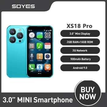 Soyes xs18 pro mini smartphone 3g rede 3.0 ''2gb ram 16gb rom android8.1 com reconhecimento facial duplo sim em espera telefone pequeno
