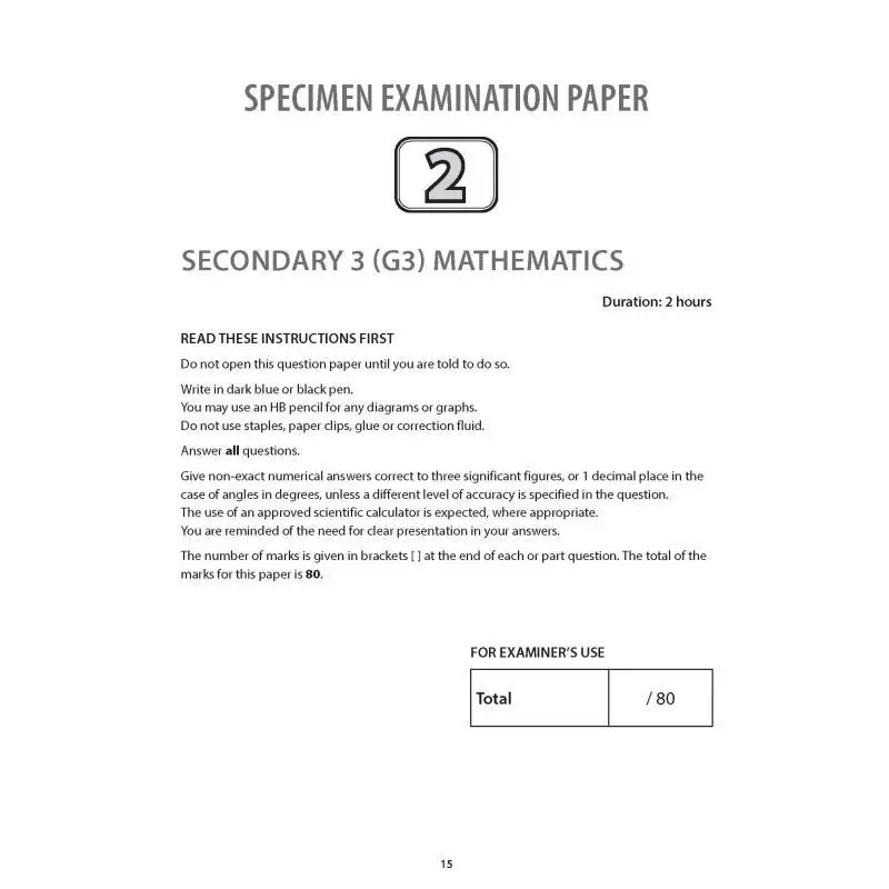ثلاثة أوراق امتحان الرياضيات الثانوية G3 3E CPD خدمات التعليم في سنغافورة Pte Ltd 9789815135640 #2