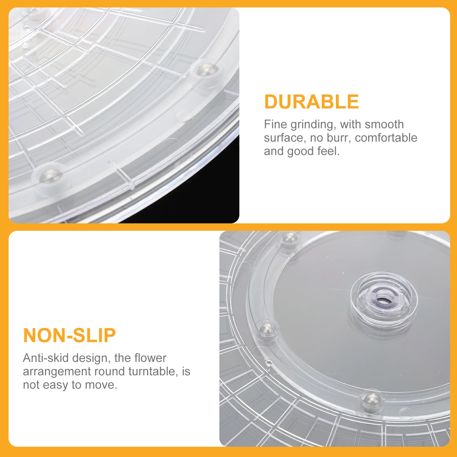 قرص دوار من الأكريليك الشفاف يدور 360 درجة، طحن ناعم، سطح أملس، تصميم مضاد للانزلاق لمنظم تخزين المطبخ #4
