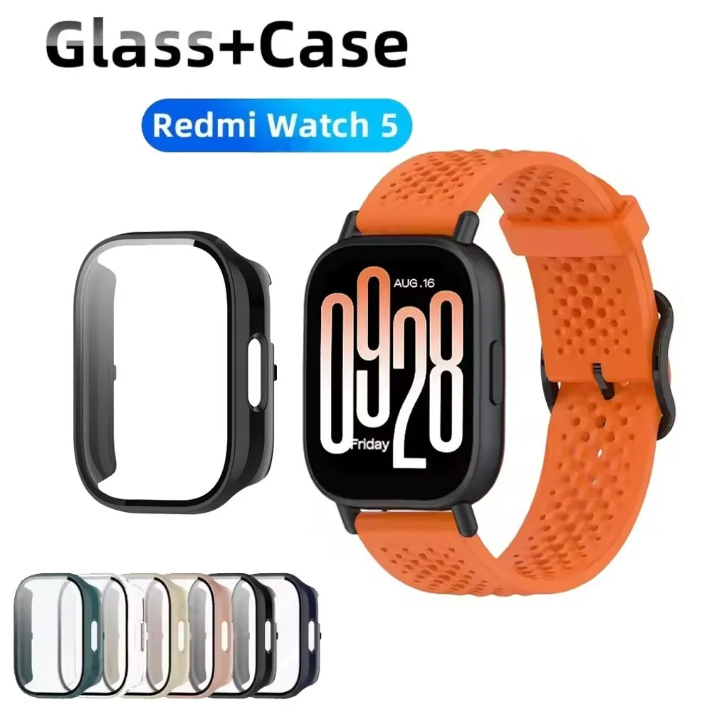 Gehärtetes Glas + PC-Gehäuse für Redmi Watch 5, Active/Lite-Shell, Absturzsicherung, explosionsgeschützte gehärtete Folie für Redmi Watch 5 Lite