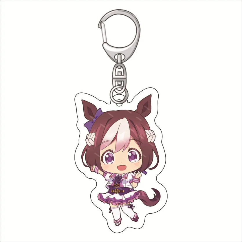 Anime Uma Musume Pretty Derby Acrylic Keychains Kitasan, Mayano, Meisho Doto Top Gun Statue Key Rings Bag Charm Fans Merch Gift