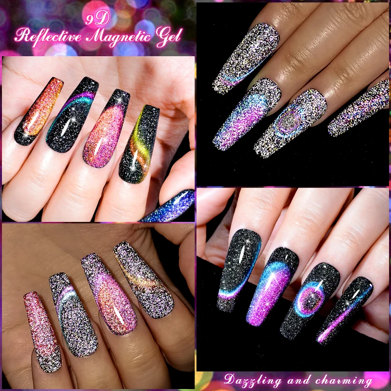 7ml 9D反射グリッターキャットマグネットネイルジェルポリッシュスパークリンググリッターネイル用品ソークオフUVジェルマニキュア