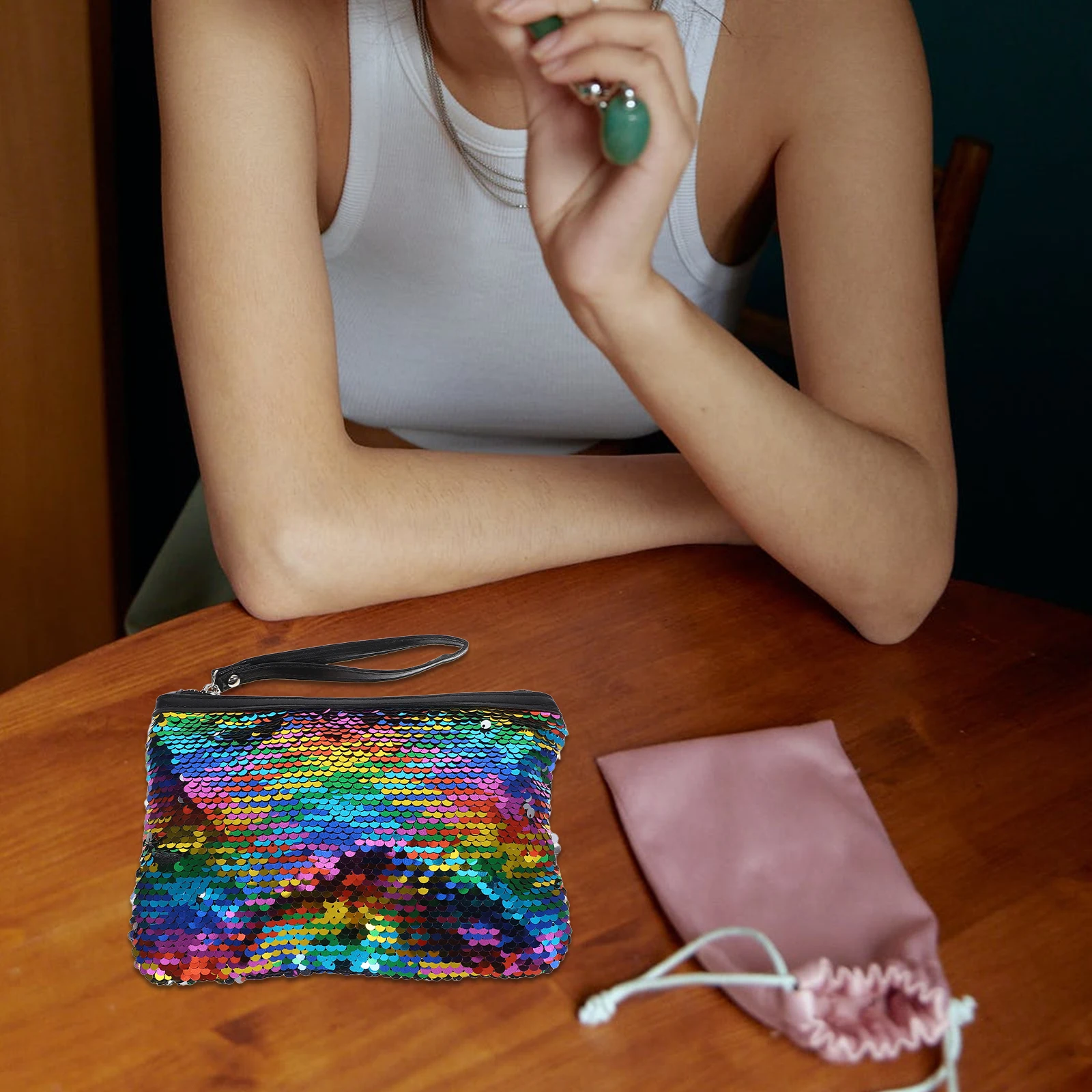 

Sequin Bag Small Case for Makeup Pouch Organization Clutch Purse Colorful Change Bag Fashion Handbag Storage