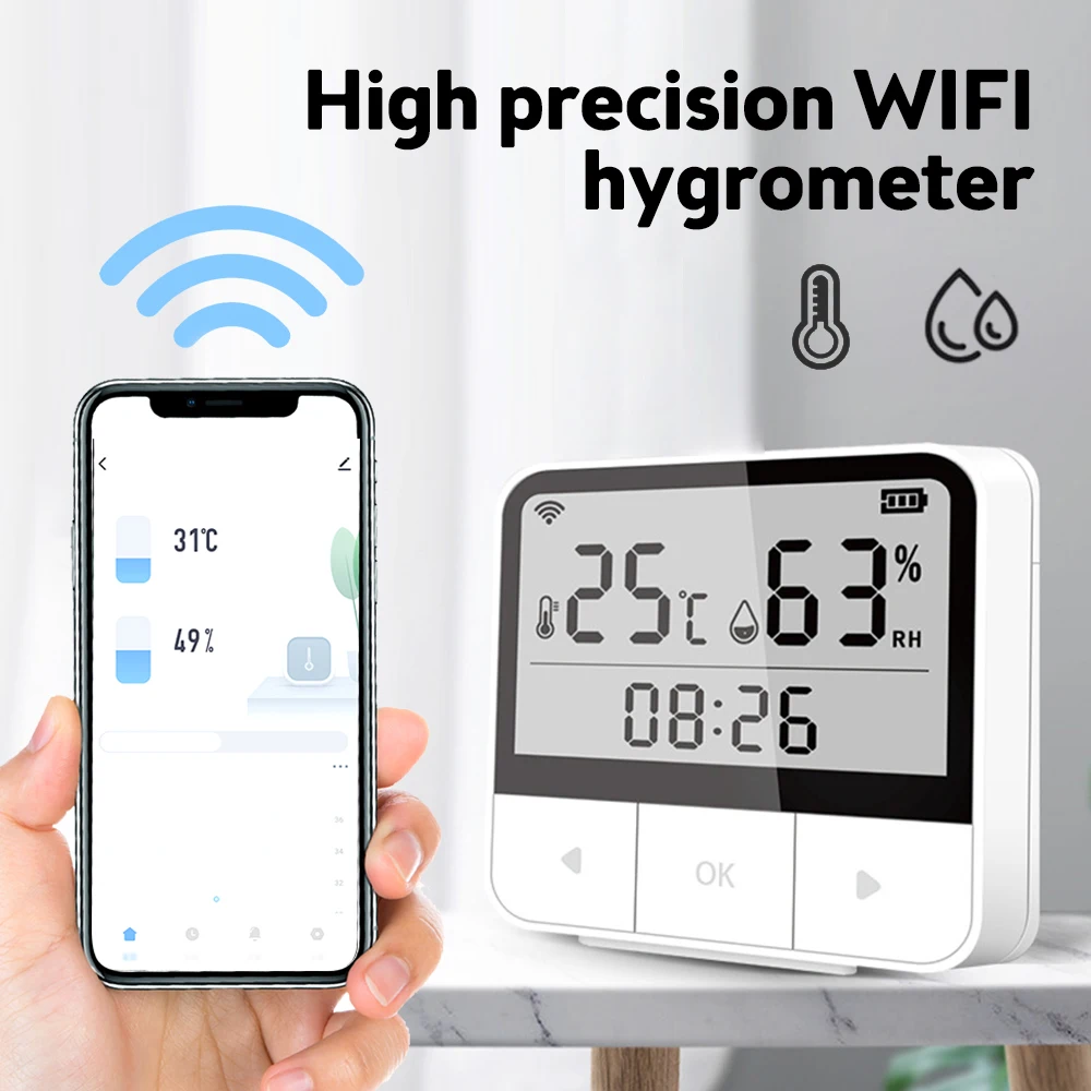 Tuya Smart WIFI Temperature And Humidity Sensor Indoor Hygrometer Thermometer With LCD Display Support Alexa Google Assistant