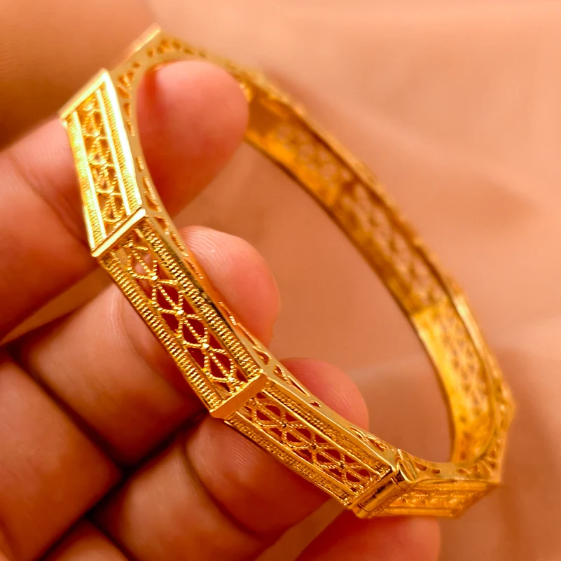 Dubai Gold Plated Women's Bangles Flower Bracelet Gold Plated 24K Luxury Aristocrats Bracekets Jewelry