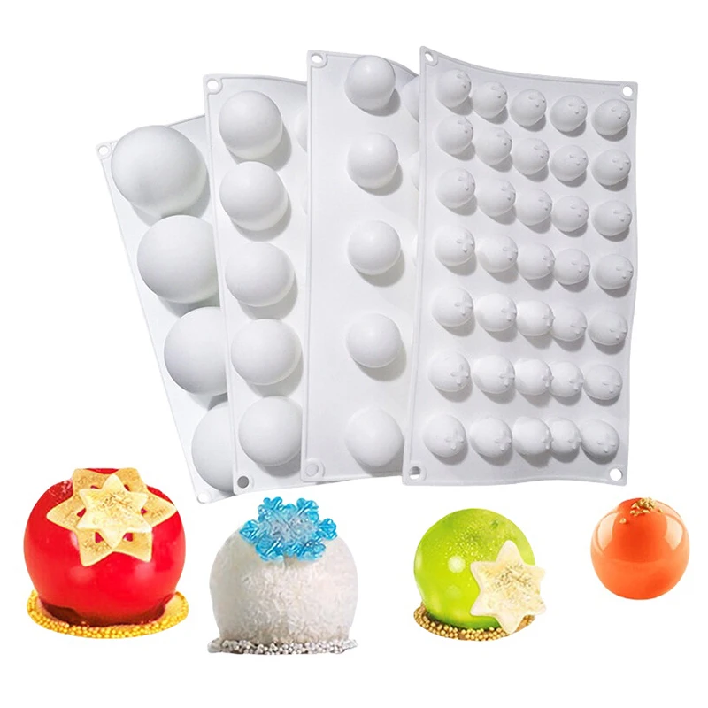 8/15-Cavity Spherical-Shaped Truffle Ball Silicone Mold DIY Mousse Cake Mould Candy Chocolate Ice Cream Baking Decoration Tool