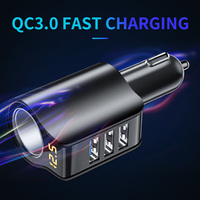 Fast Charge Car Charger Vehicle Cigarette Lighter Socket Expansion 3 USB Ports LED Display Universal Car Phone Power Adapter