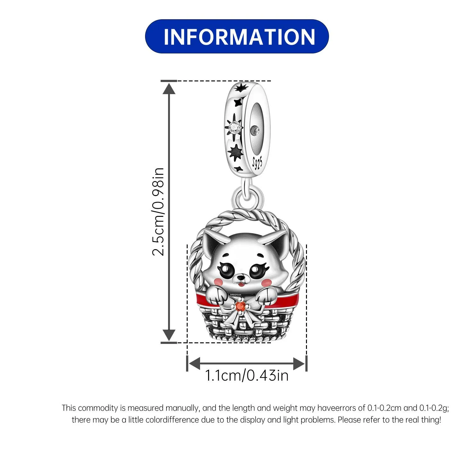 PANPOKI 925 فضة سلة القط الحيوانات الأليفة الحيوان قلادة الخرز المعلقات الأصلية سوار حلية مجوهرات حفلة لتقوم بها بنفسك هدية عصرية #6
