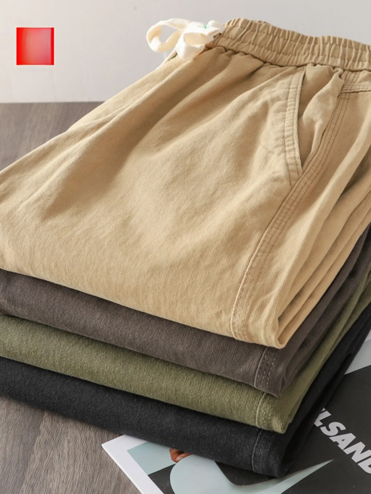 

Thiened American Sle Casual Pants Men's Autumn Winter Faion Fce Lined Straight Leg Long Trousers Pure Cotton