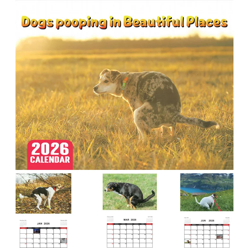 

Calendar 2026 Dogs Pooping In Beautiful Places Funny Gag Gifts Thick Paper Wall Calendar Holiday Christmas White Elephant Gifts