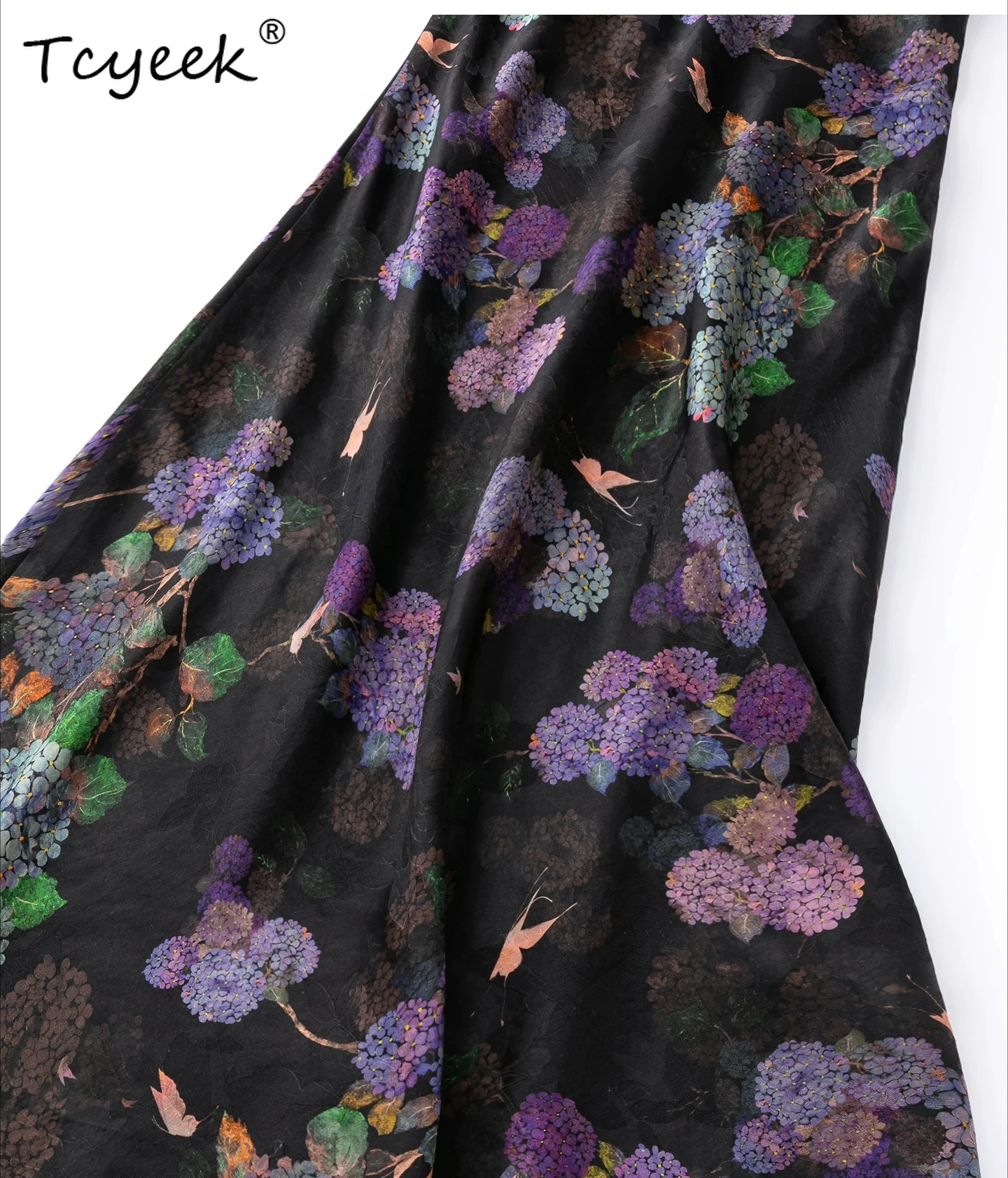 Tcyeek 100% Real Mulberry Silk Womens Skirts Elegant Skirt for Woman Summer Clothes Bodycon Party Skirt Print Slim Jupe Femme