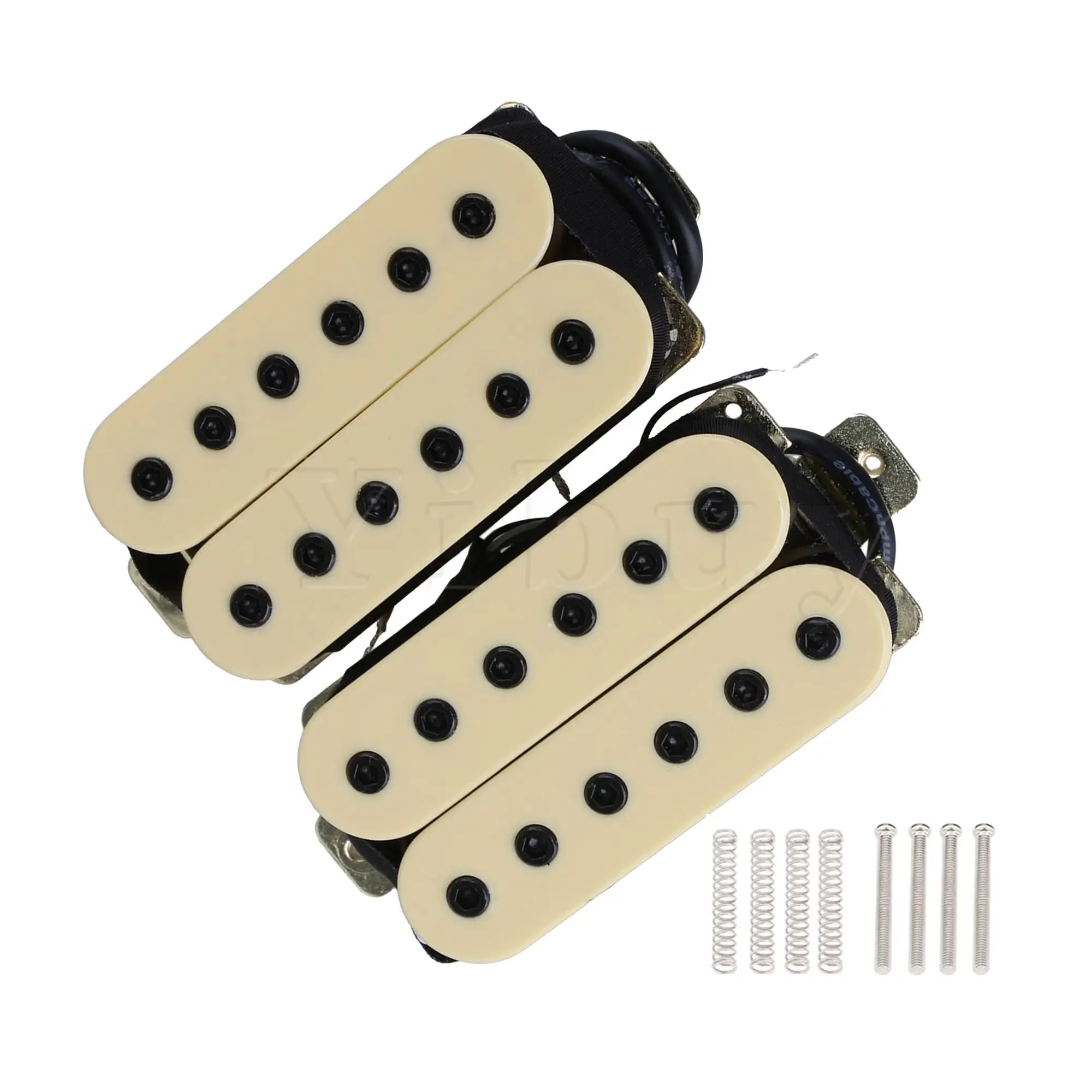 Yibuy Creamy Yellow Double Coil Guitars Pickups with Screwdriver Springs Kit