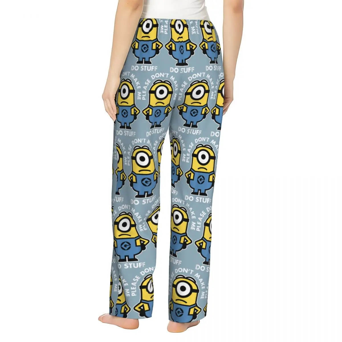 Custom Print Womens Cartoon Animation Minions Pajama Pants Sleepwear Sleep Lounge Bottoms with Pockets