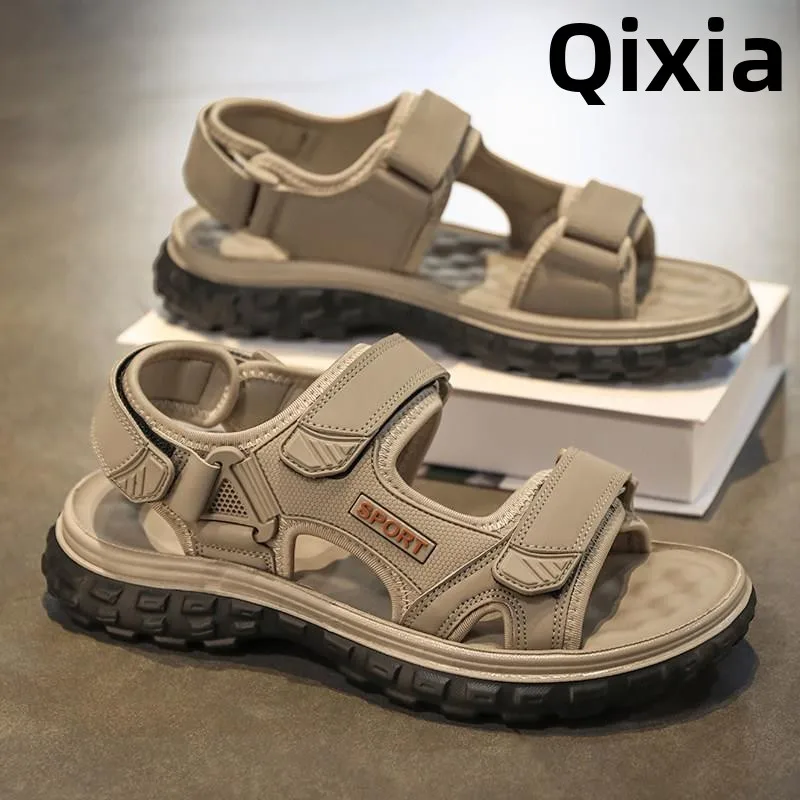 Men's Sandals 2026 New Summer Youth Sports Roman Soft Bottom Lightweight Outdoor Beach Shoes Wear Resistant Slip-On Water Shoes