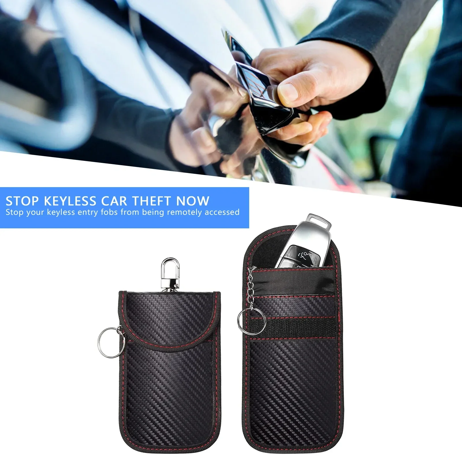Car Key Signal Shielding Box Remote Control Set Key RFID Shielding Pocket Key Credit Card Bags Organizer for Privacy Protection image 5