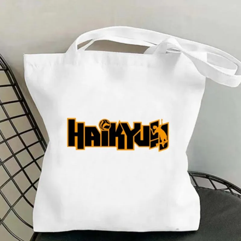 Bilibili Haikyuu Anime Women Shoulder Bags Casual Handbag Tote Bag Large Capacity Cotton Shopping Bag