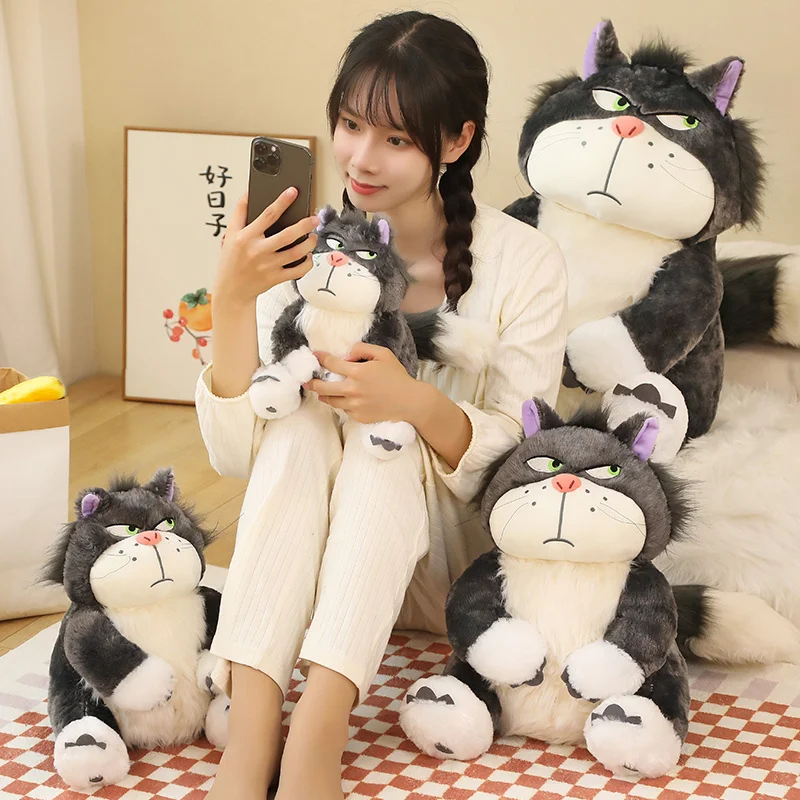 Angry Cat Doll TV Movie Cartoon Figure Character Animal Plushie Peluche Sitting Grey Cats Comforting Birthday Gift