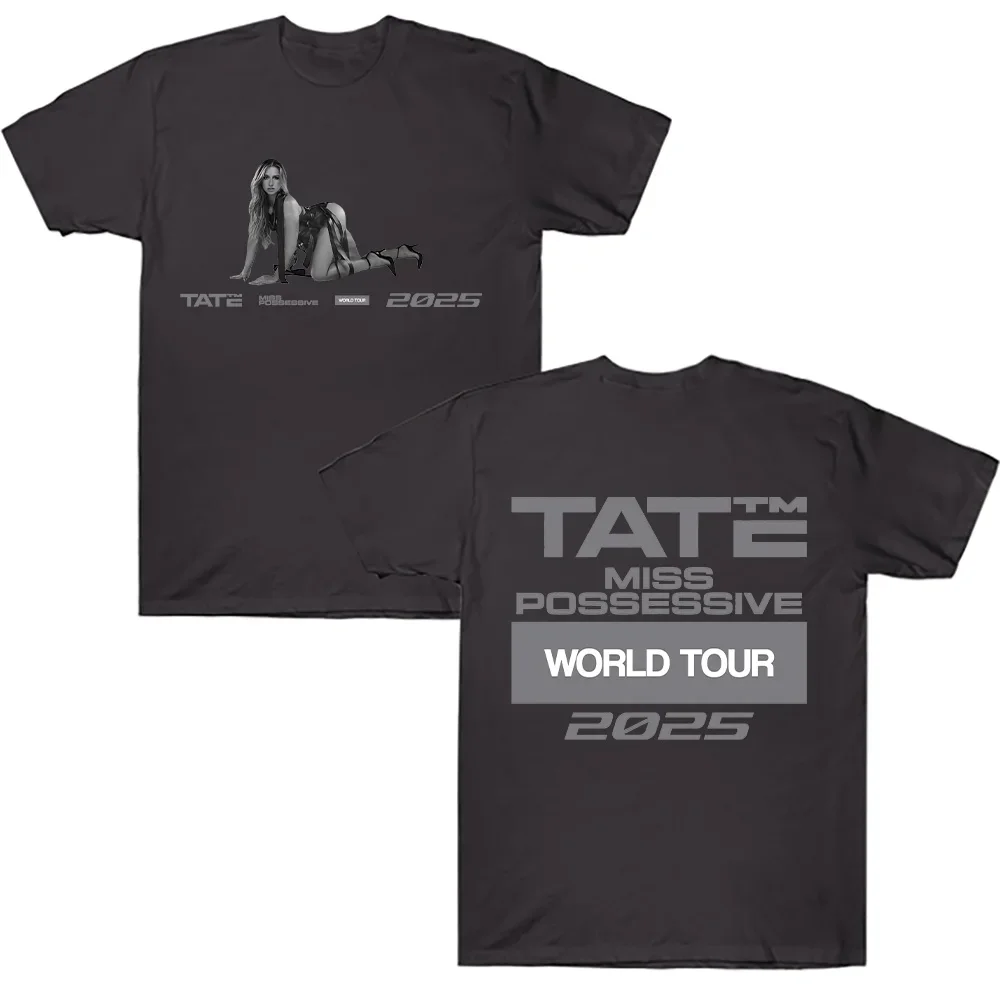Koszulka Tate McRae Miss Possessive 2025 World Tour Męska Damska Bawełniana Krótki Rękaw Letnia Koszulka T-shirt Y2K Top Prezent dla Fanów