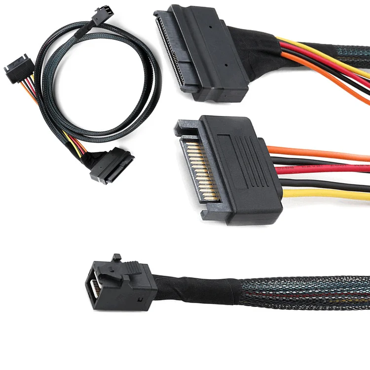 

Internal PCIe 4.0 Mini SAS SFF-8643 to U.2 SFF-8639 SSD with 15 pin Male SATA Power cable