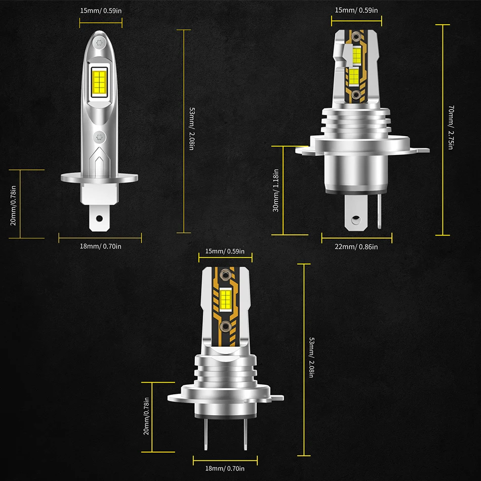 AILEO 2Pcs Led Lights H1 H7 16000Lm 60W High Quality H4 CSP Headlight Bulb For Car 6500K White Running Automobile Lamp Plug&Play view 6