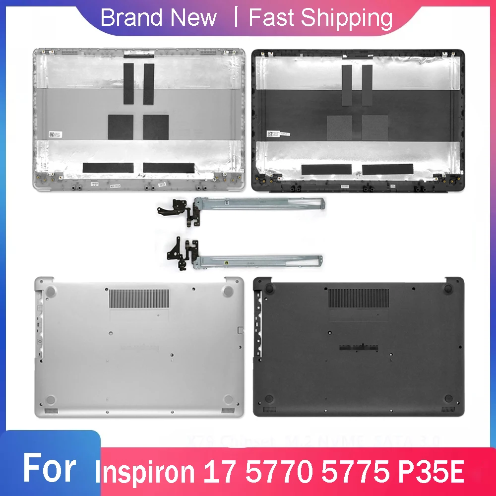 New Bottom Case For Dell Inspiron 17 5770 5775 P35E Laptop LCD Back Cover Hinges Replacement Rear Lid Housing Silver Black