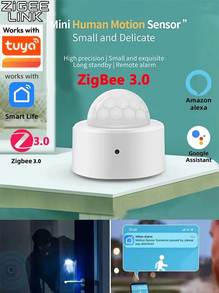 Capteur de mouvement PIR Zigbee Tuya, détecteur infrarouge de corps humain pour la domotique, alarme en temps réel, Assistant domestique intelligent