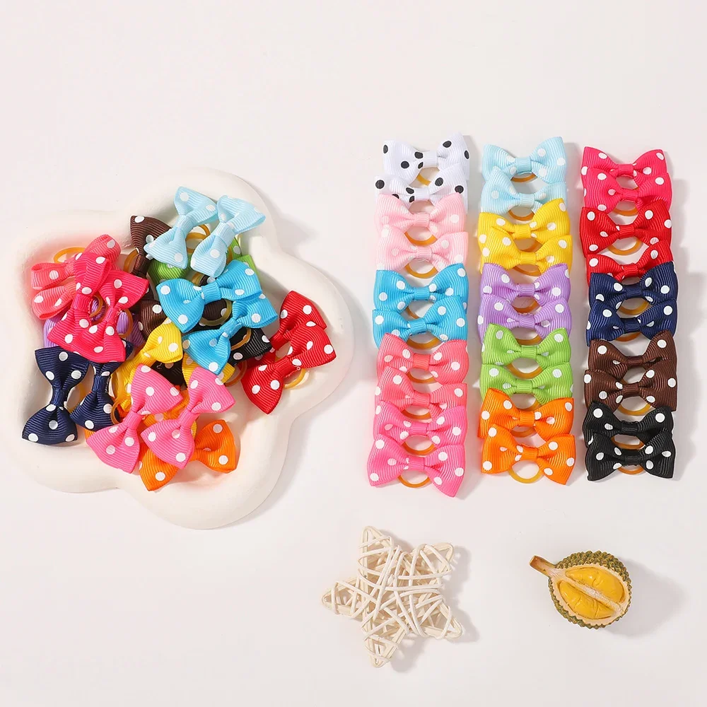 

50pcs Random Color Grosgrain Ribbon Hair Bows Elastic Hair Bands Holders Newborn Baby Headwear for Girls Hair Accessories