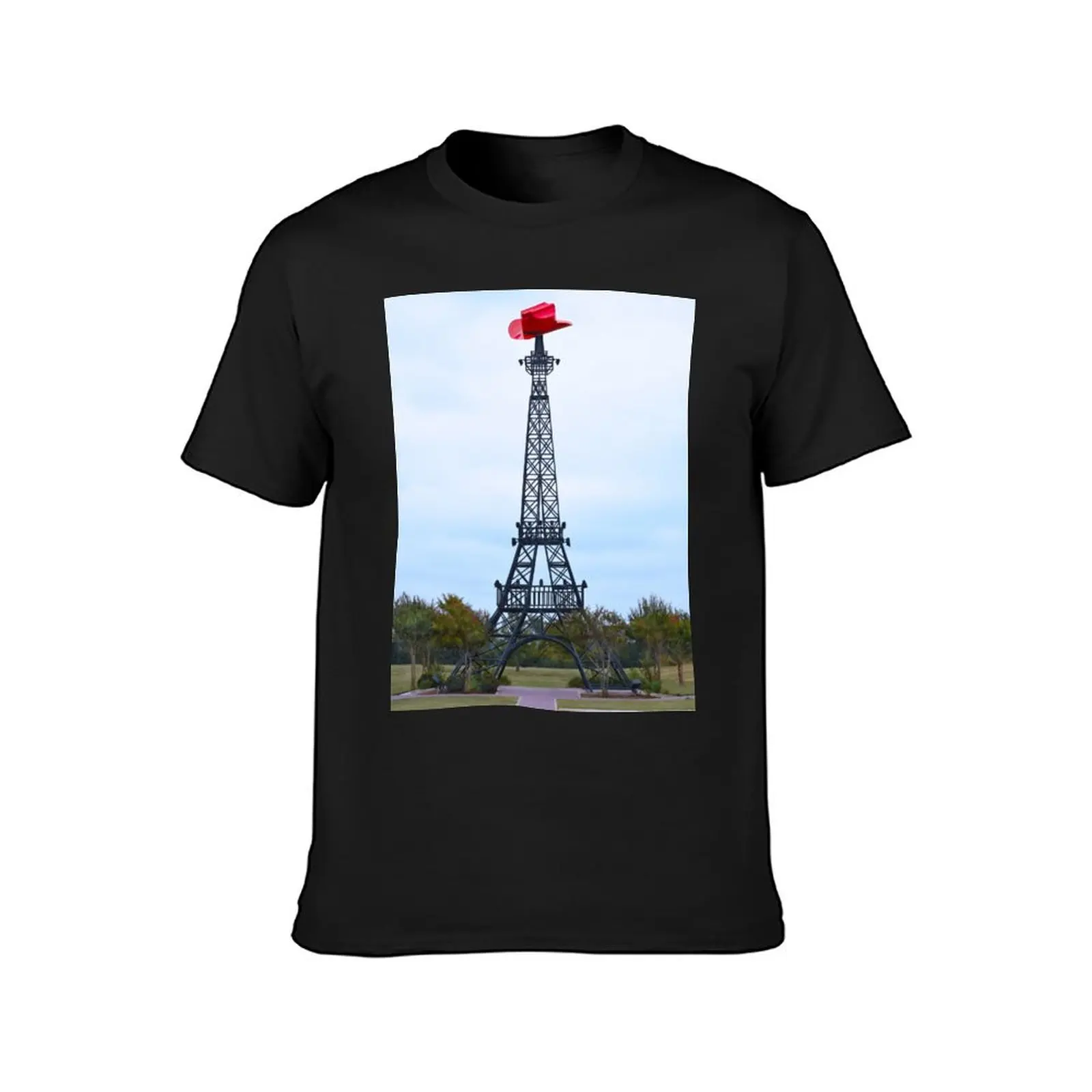 Eiffel Tower Wearing a Cowboy Hat, Paris, Texas T-Shirt kawaii clothes customizeds hippie clothes t shirts for men cotton