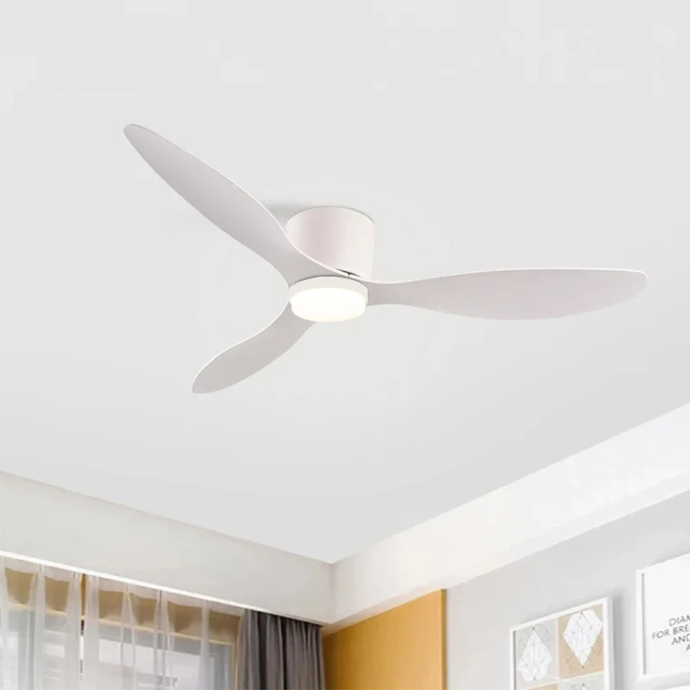 IRALAN Low Floor Ceiling Fans 52/42 Inch Remote Control Cooling Fans Lamp Design Ceiling Fan With Light White wood Color FAN