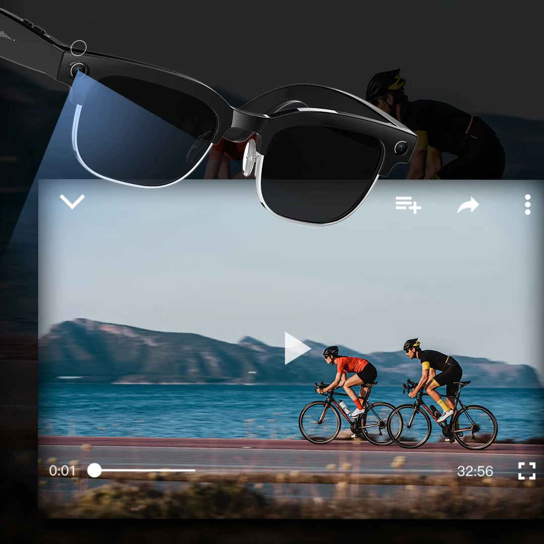 نظارات ذكية AI مع تسجيل فيديو 8 ميجابكسل 100+ لغة نظارات ترجمة للرجل بلوتوث دعوة الموسيقى تشغيل الرجال النساء 2025