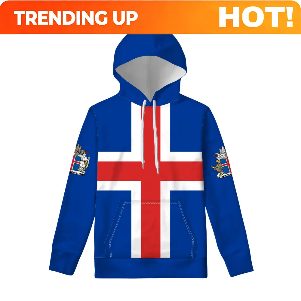 Customization Iceland Zipper Hoodie Diy Custom Name Number Sweatshirt Nation Flag Icelandair Icelandic Country College Print