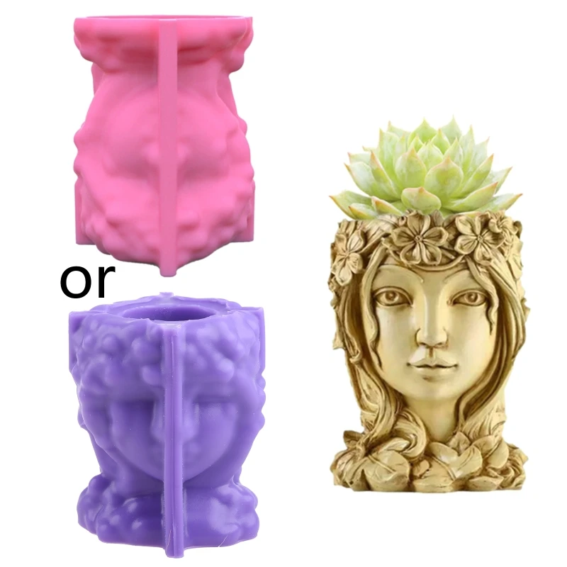 R3MC Goddess Gypsum Silicone Mold Diy Succulents Concrete Flower Pot Vase Plaster Cement Mold Clay Mold Candle Holder Mold