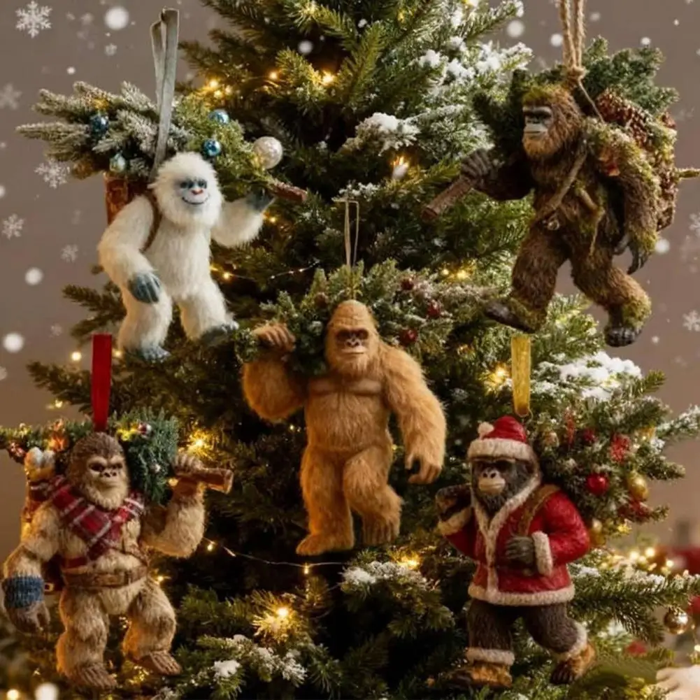 Collectible Acrylic Ornament Sasquatch Acrylic Hanging Decorations for Christmas Tree 2d Flat Wild Man Ornaments for Home