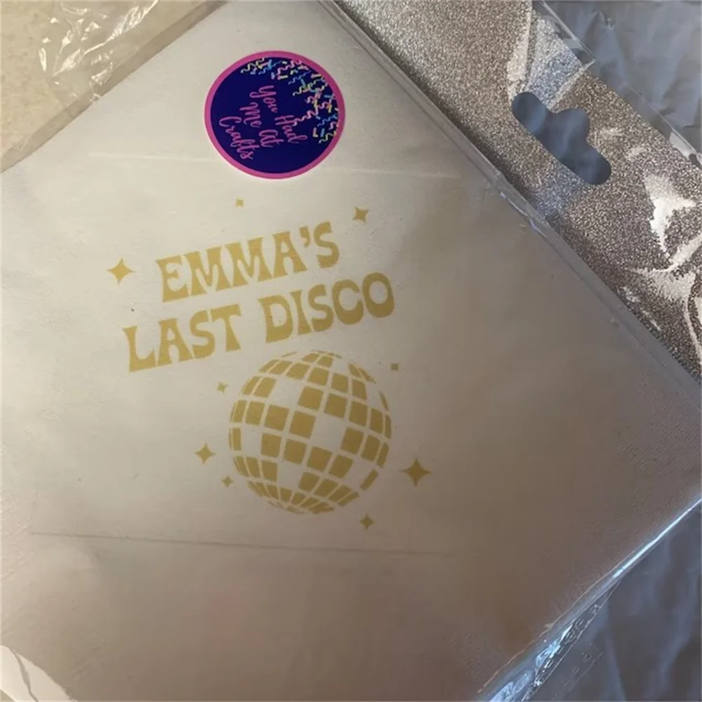 50PCS Personalized Disco Cowgirl Bachelorette Napkins, Last Disco Bachelorette Party, Disco Bridal Shower, Disco Birthday, Cosmi