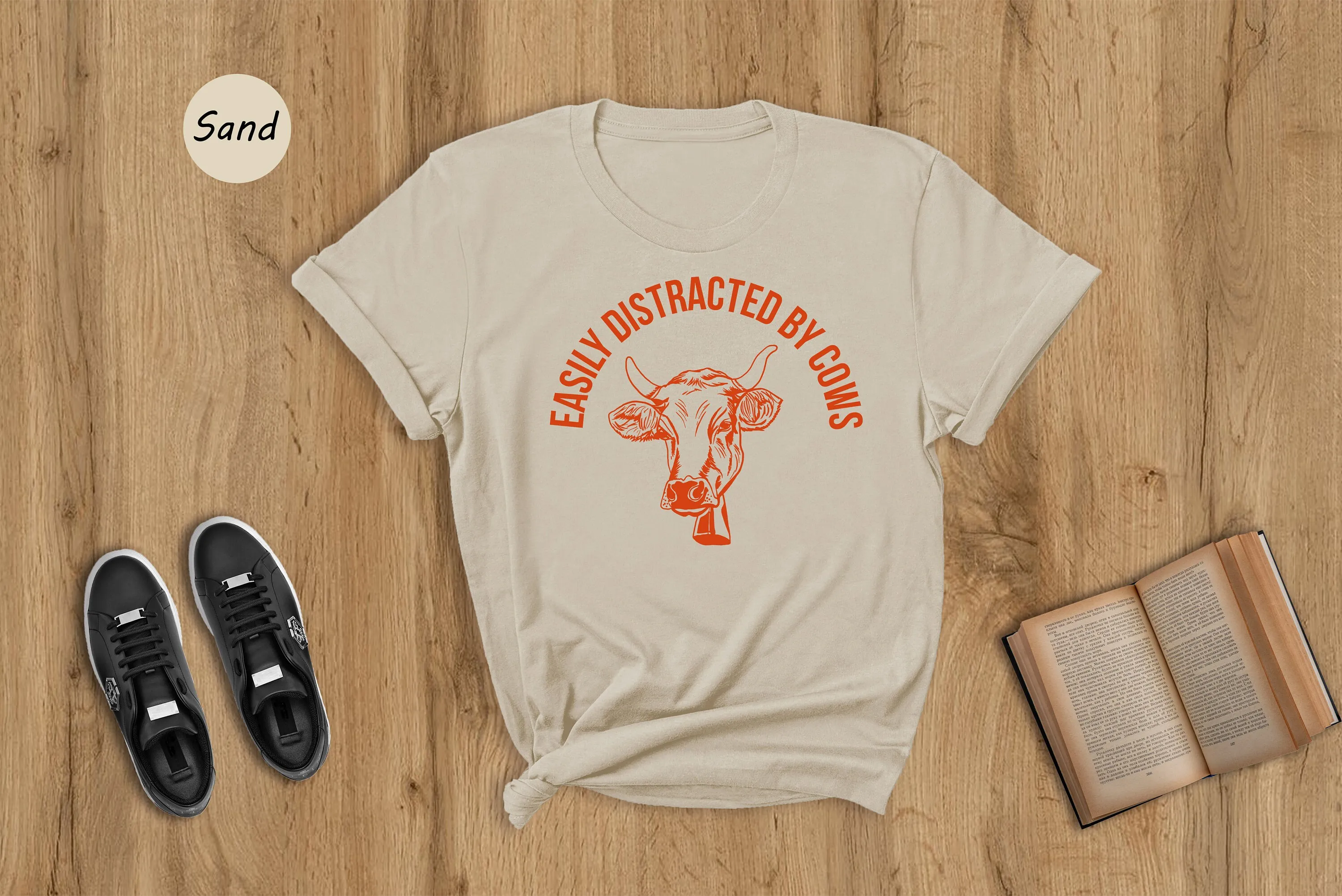 Easily Distracted By Cows T Shirt Cow Sweat Funny Farm Love Animal Farmer