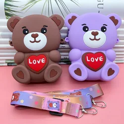 Children's New Fashion Cute Cartoon Bear Creative Modeling Crossbody Bag Boys and Girls Decompression Silicone Purse