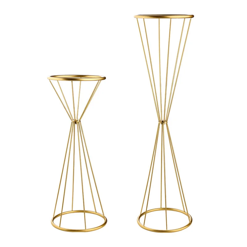 50/68cm Gold Color Iron Flower Vases Wedding Flower Stands Arrangement Props Table Centerpiece Flowers Rack Home Decorations