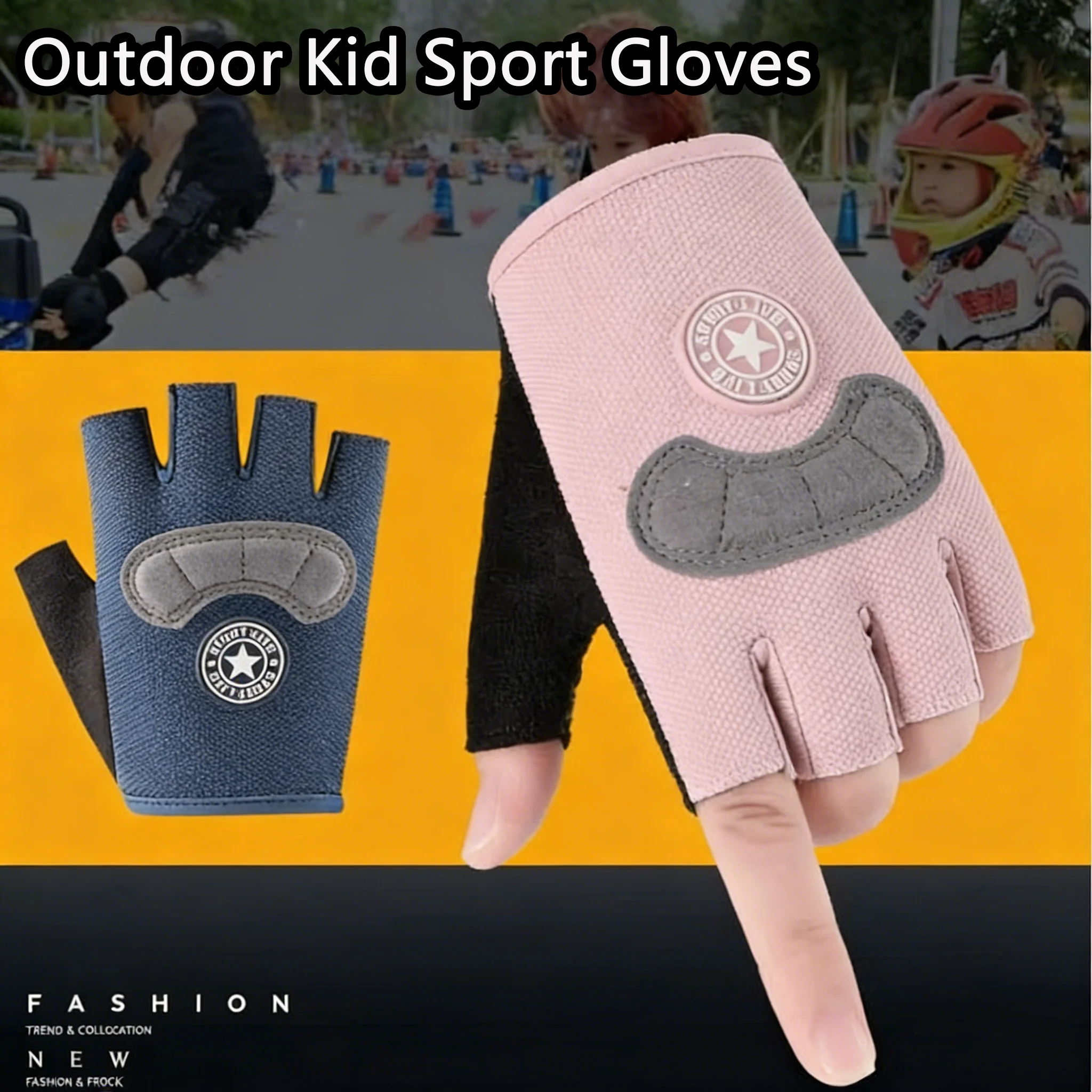 Kinder-Sporthandschuhe, atmungsaktiv, rutschfest, für Roller, Tennis, fingerlos, für Jungen und Mädchen, Outdoor-Sport, Reiten, Skateboard-Handschuhe