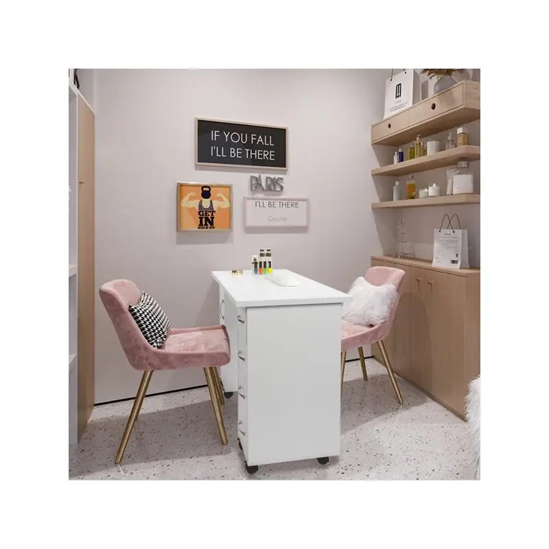 White Manicure Nail Table with Drawer for Home or Salon Use - Stylish & Functional Design for Nail Art & Beauty Treatment