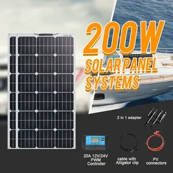 12 Volt Super Flexible Monocrystalline Solar Panel 100W 200W 300W for Off- Grid System Motorhome RV Caravan Camper Boats Roofs