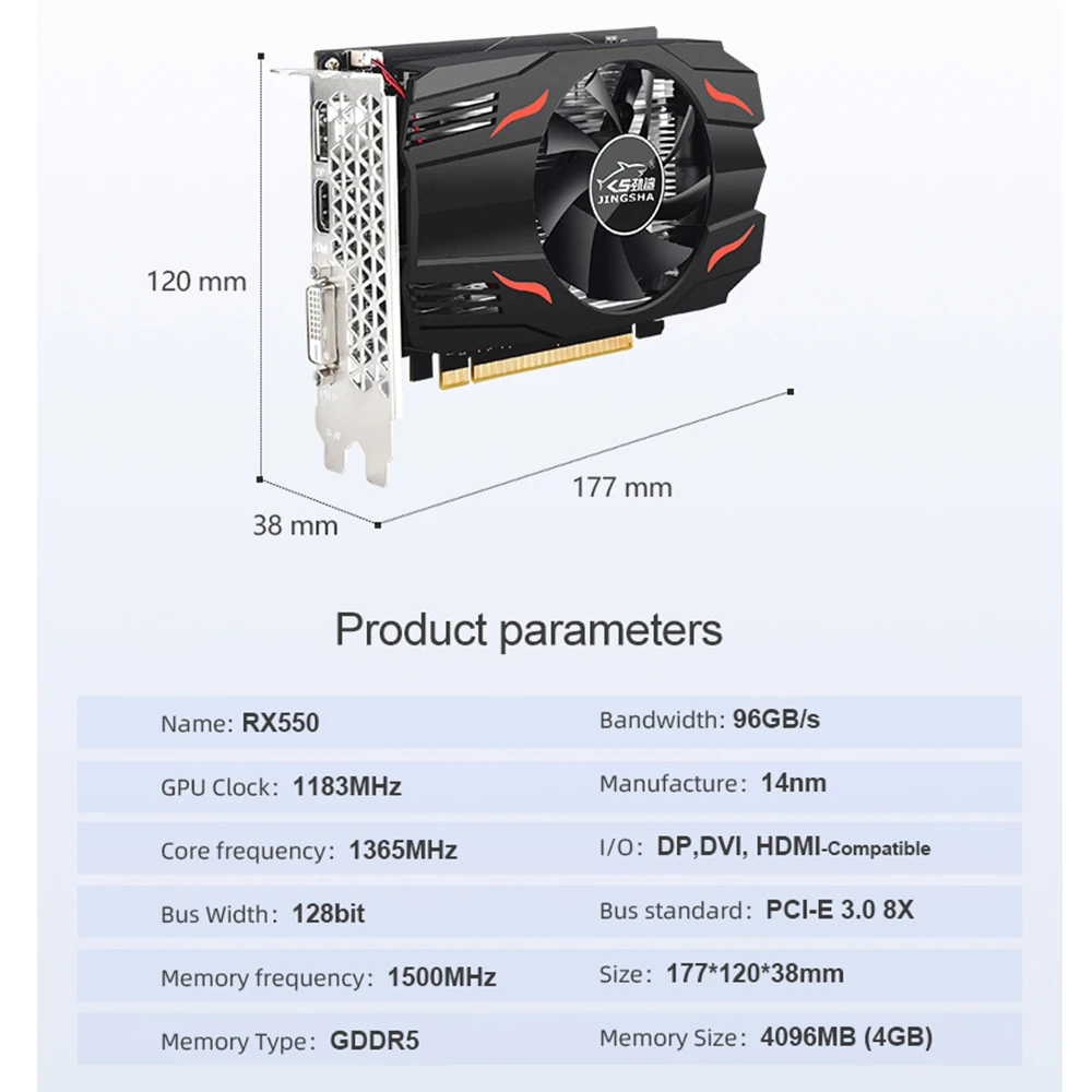 Imagem -06 - Placa Gráfica de Vídeo para Jogos Desktop pc Gpu 4gb Gddr5 128bit Pci-e X16 Hdmi dp Dvi Rx550 Radeon-rx550