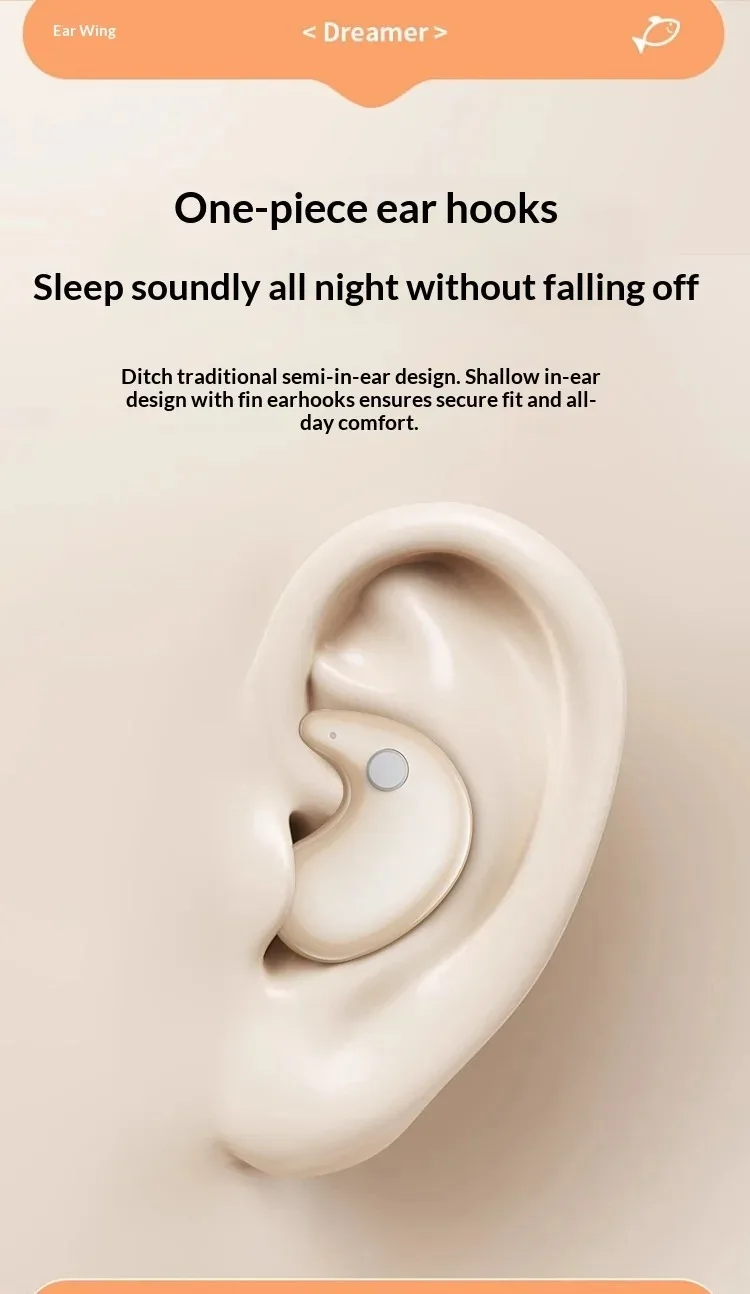 Ultra Thin Wireless Sleep Earbuds Zero Pressure Design for Side Sleepers All-Day Wearing Comfort Extended Playtime Battery