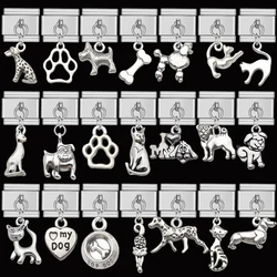 Lucky Dog Pet Cute Kitten Paw Print Cat Bone Stainless Steel Italian Bracelets Charms Kit Links Fit 9mm DIY Jewelry Accessories