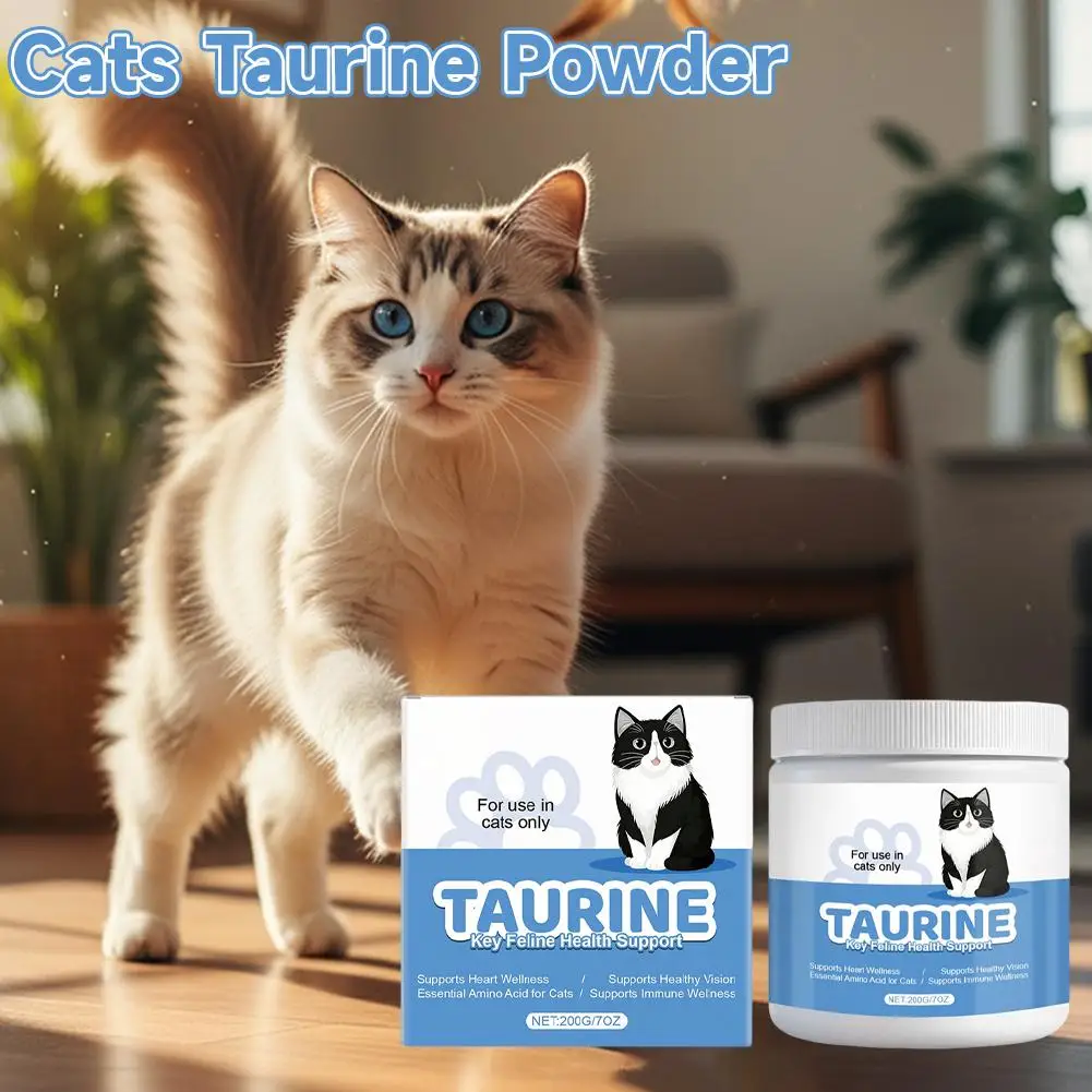 200 g de taurina en polvo para gatos: suplemento esencial de aminoácidos para la salud y función del corazón, apoya el cuidado de la salud del músculo cardíaco