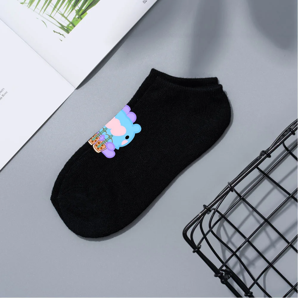 Kawaii Bt21 Anime Short Boat Socks Women Soft RJ KOYA CHIMMY MANG Casual Cartoon Spring Summer All-match Sports Cotton Sock Gift