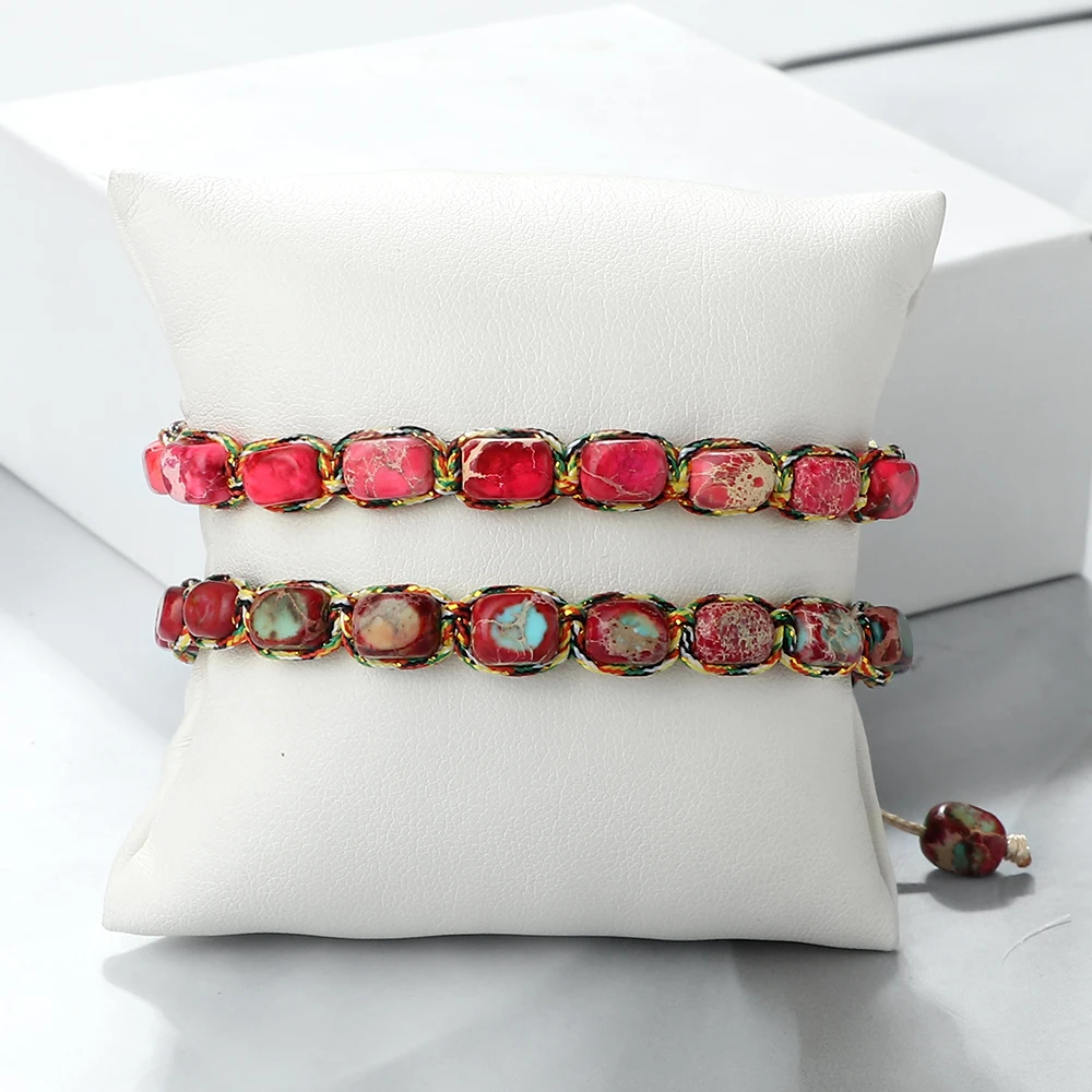 Bohemian Imperial Stone Beaded Bracelet Handmade Braided String Bangles Friendship Jewelry Gift Vintage Design Strand Bracelets